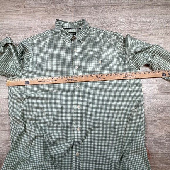 ORVIS Mens Classic Fit Wrinkle Free Gingham Button Down Shirt XL Green White - Picture 4 of 8